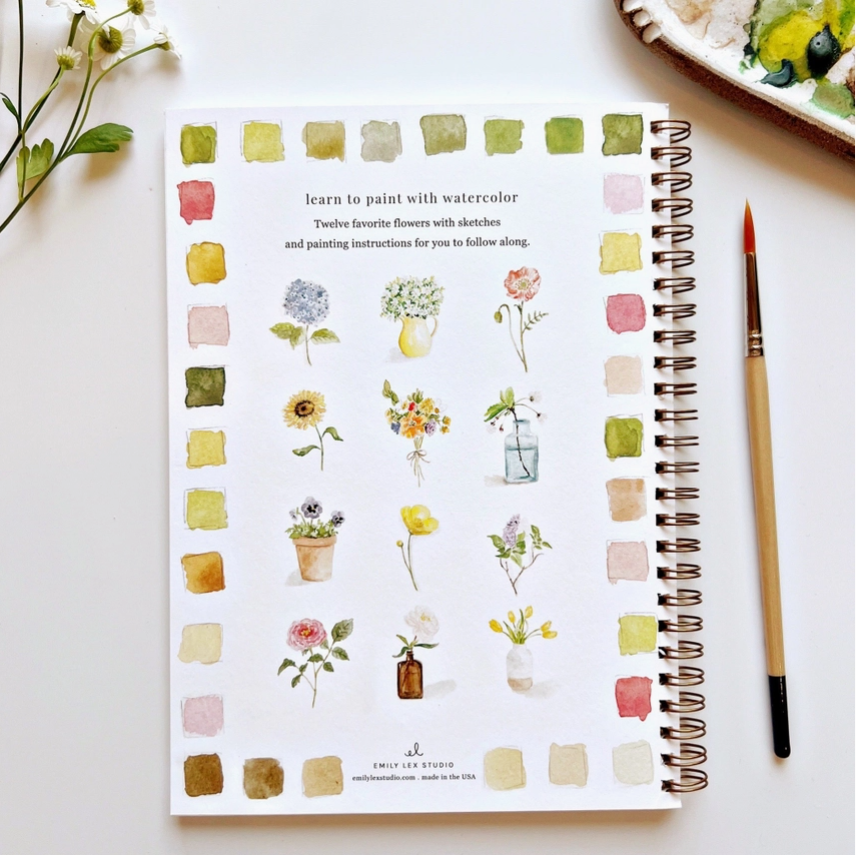 EMILY LEX STUDIO - WATERCOLOUR WORKBOOK - FLOWERS