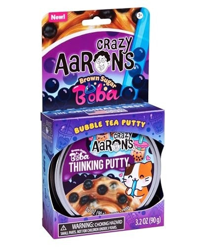 Crazy Aarons 4 Brown Sugar Boba Thinking Putty 90 Grams - Never Dries Out - Sensory Play Putty - Creative Toy for Kids and Adults - Crazy Aarons Thin