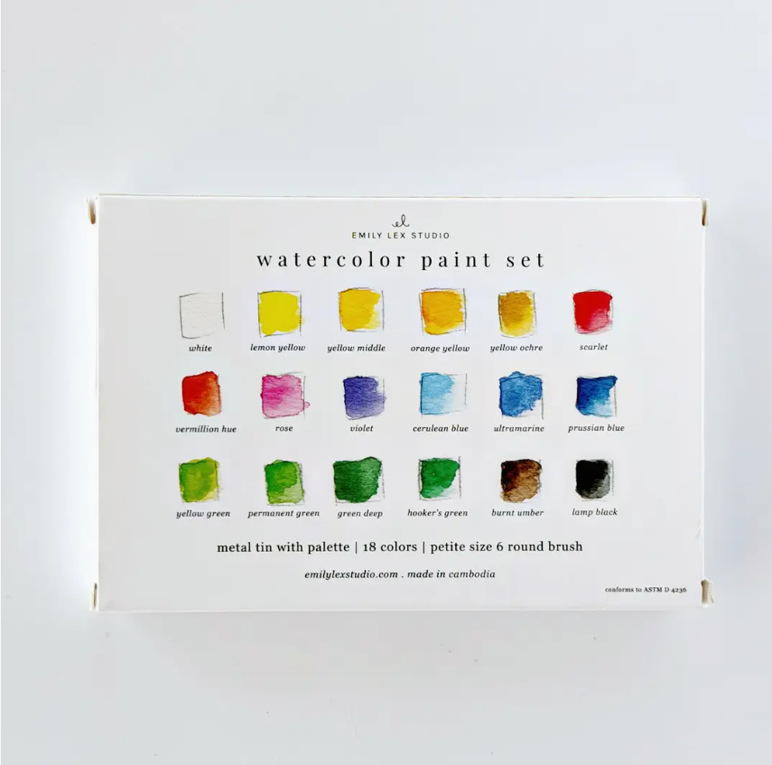 Emily Lex Studio Watercolour Paint Set 18 colours with brush
