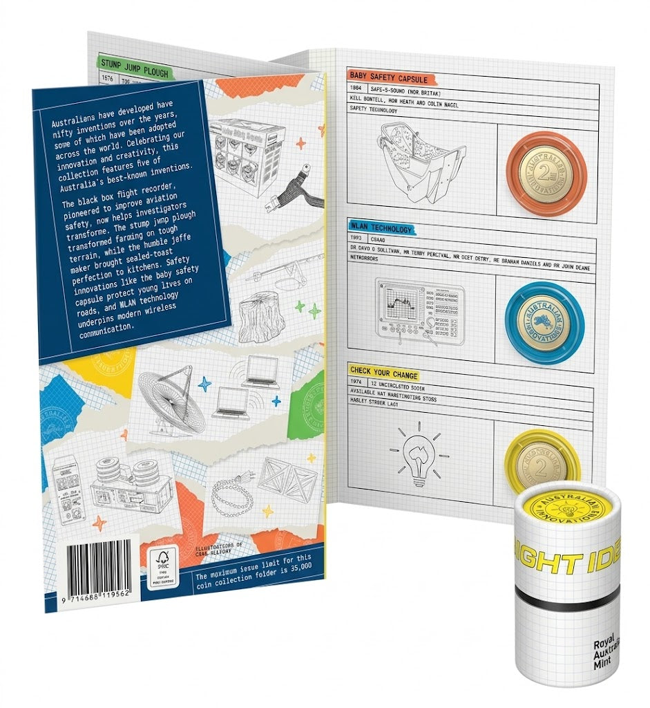 Royal Australian Mint Bright Ideas COIN SET 5 $1 2026 UNC Australian Inventions Program E
