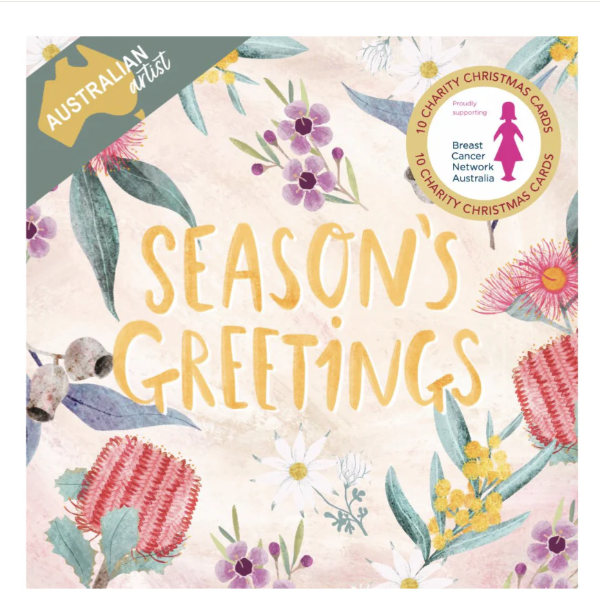 Breast Cancer Networl Australia-Christmas Card Wallet-Festive Flora