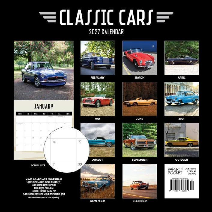 CLASSIC CARS CALENDAR: 2027