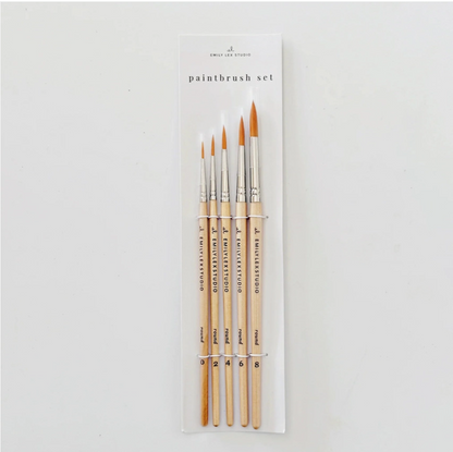 Emily Lex watercolor paintbrush set of five wood brushes 