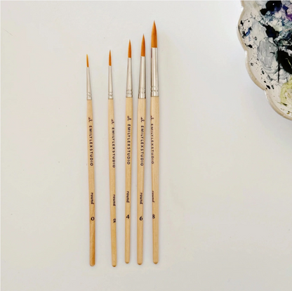 Emily Lex watercolor paintbrush set of five wood brushes 