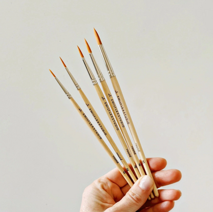 Emily Lex watercolor paintbrush set of five wood brushes 