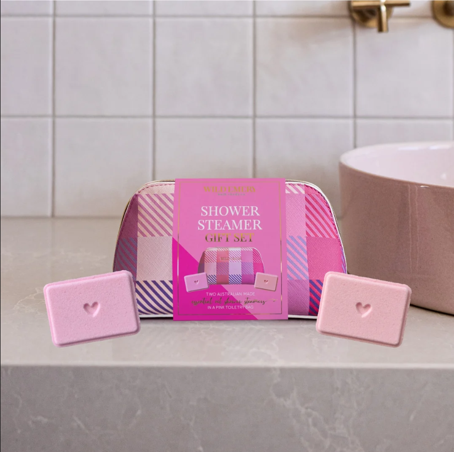 Wild Emery Two Shower Steamer + Pink Bag Gift Set