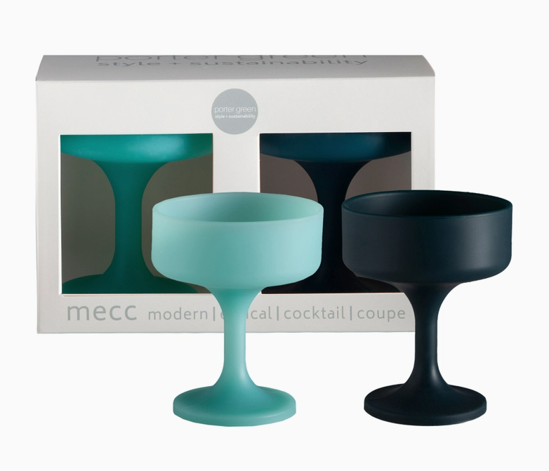 Porter Green Mist + Ink | Mecc | Silicone Unbreakable Cocktail Glasses | Grey matte 