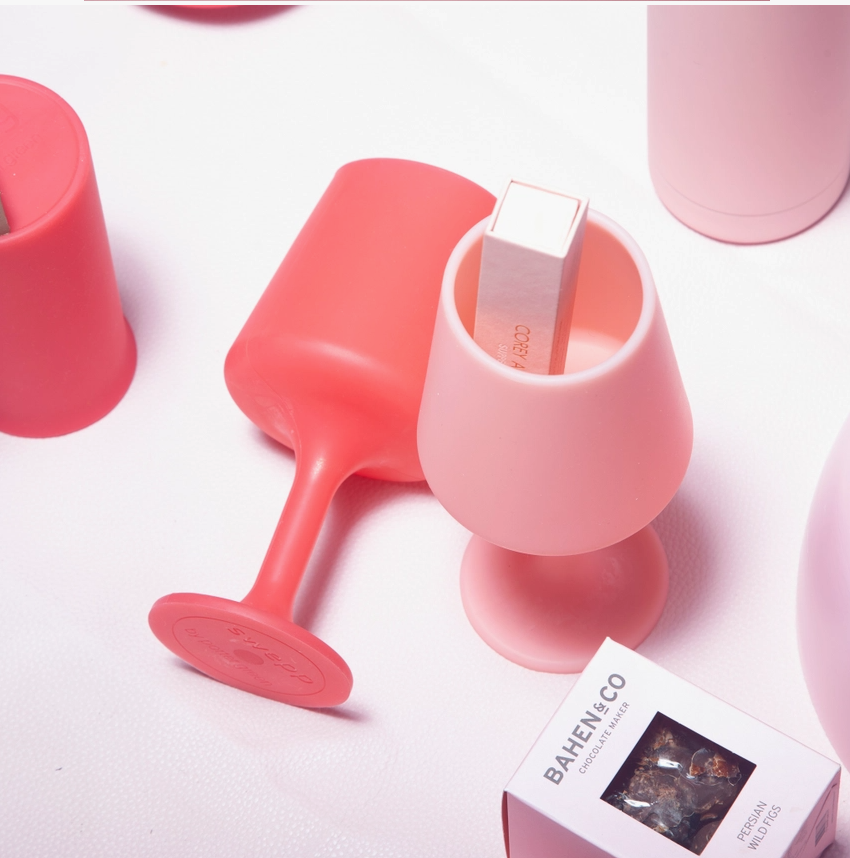 Porter Green Cherry + Blush | Swepp | Silicone Unbreakable Wine Glasses | Grey matte 