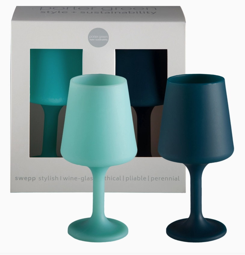 Porter Green Mist + Ink | Swepp | Silicone Unbreakable Wine Glasses | Grey matte 