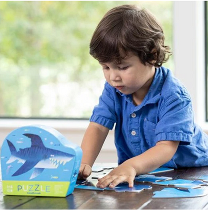 Crocodile Creek Mini Floor Puzzle - Shark City - 12 Large Jigsaw Pieces - for Kids Ages 2 Years and up - Heavy-Duty Box for Storage - Finished Puzzle