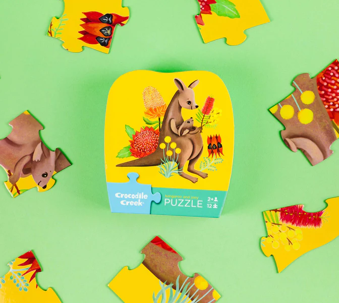 Crocodile Creek Mini Puzzle 12 pc - Kangaroo &amp; Joey 