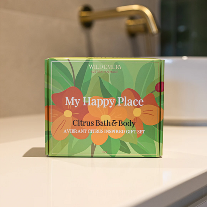 WILD EMERY MY HAPPY PLACE-CITRUS BATH &amp; BODY SET 