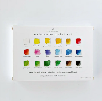 Emily Lex Studio Watercolour Paint Set 18 colours with brush