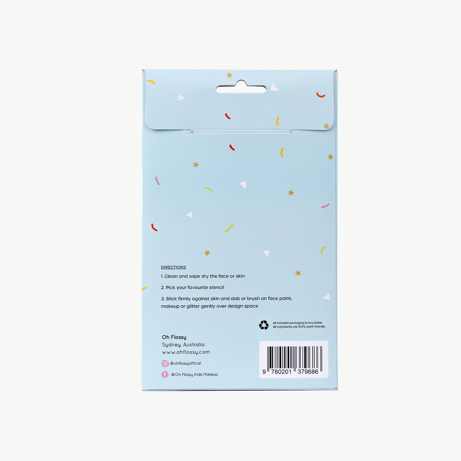 OH FLOSSY REUSABLE ADHESIVE FACE PAINT &amp; MAKEUP STENCILS