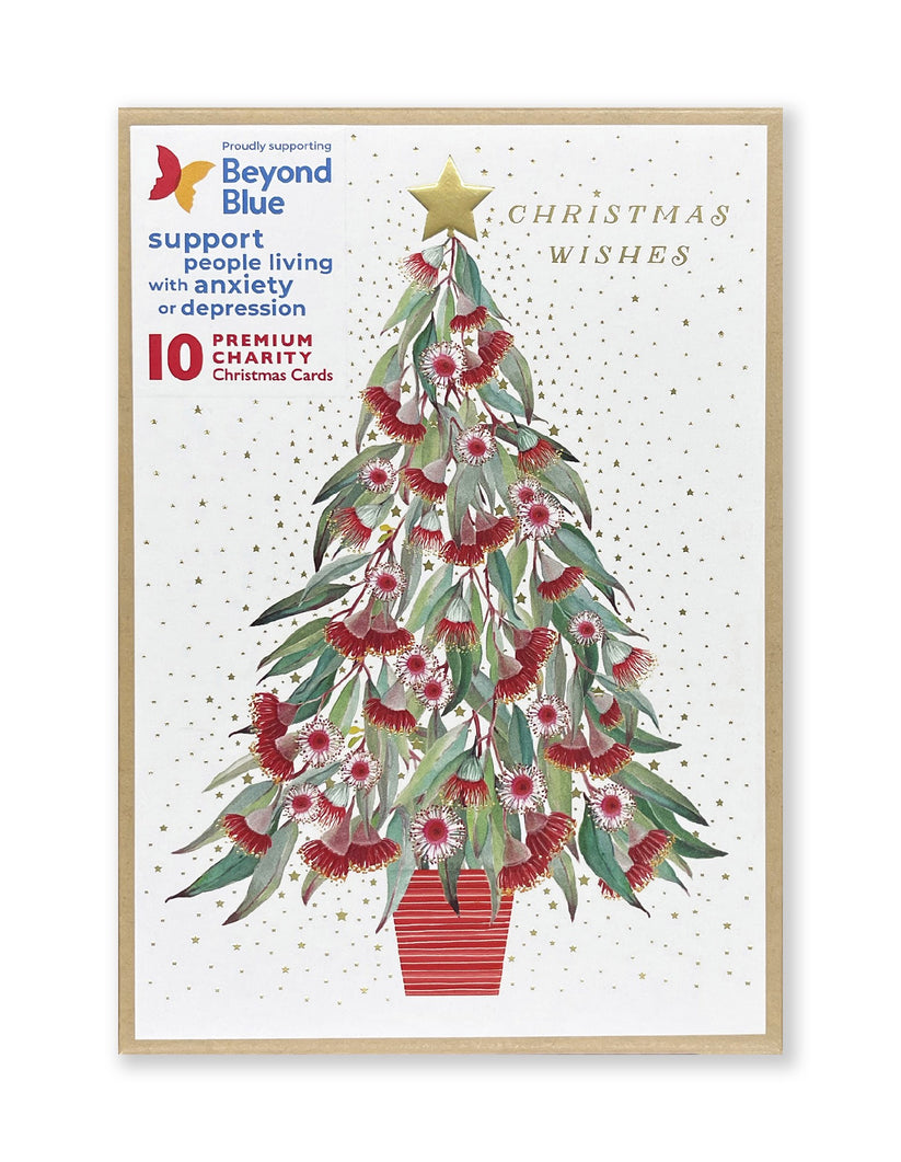 BEYOND BLUE FLOWERING GUM CHARITY BOXED CHRISTMAS CARDS 