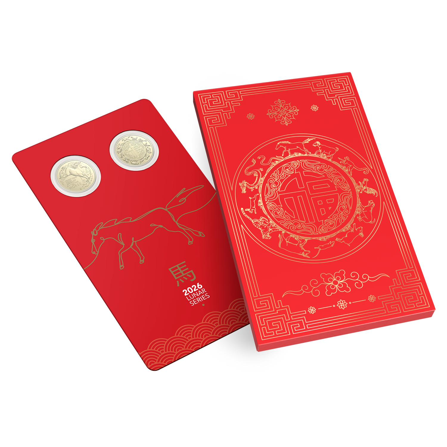 ROYAL AUSTRALIAN MINT COIN PACK $1 UNC 2026 ALBR 25MM 2 COIN SET - YEAR OF THE HORSE