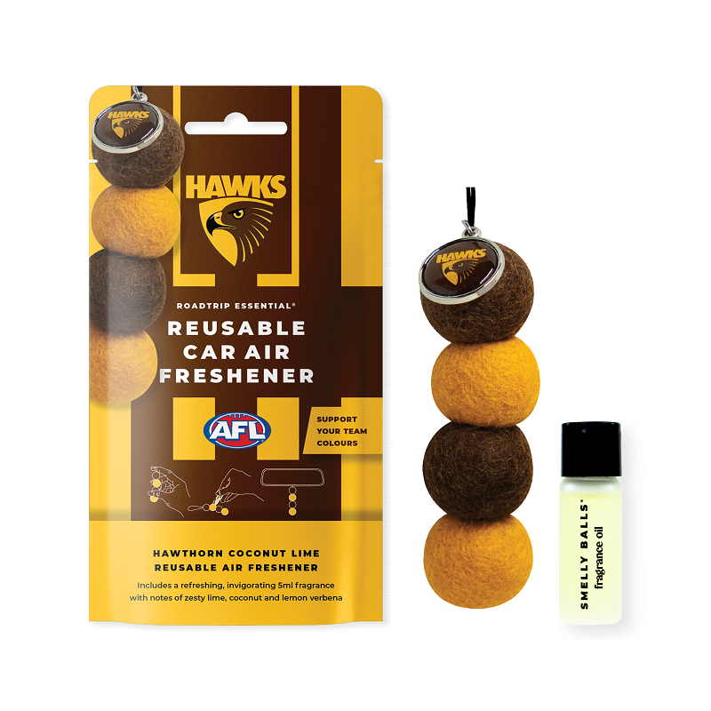 SMELLY BALLS AFL HAWTHORN REUSABLE AIR FRESHENER 