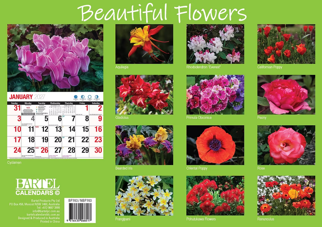 Calendar 2027 Big Print Beautiful Flowers