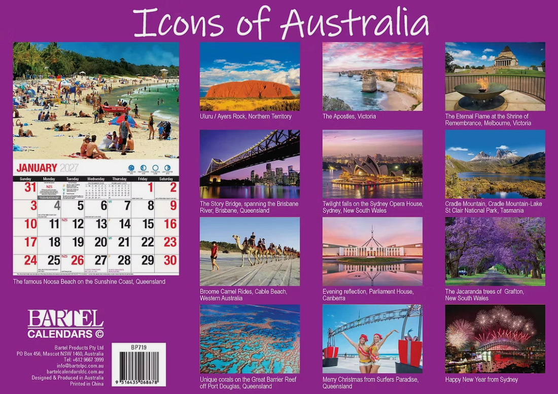 Calendar 2027 Big Print Australian Icons