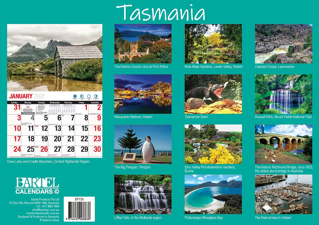 Calendar 2027 Big Print Tasmania