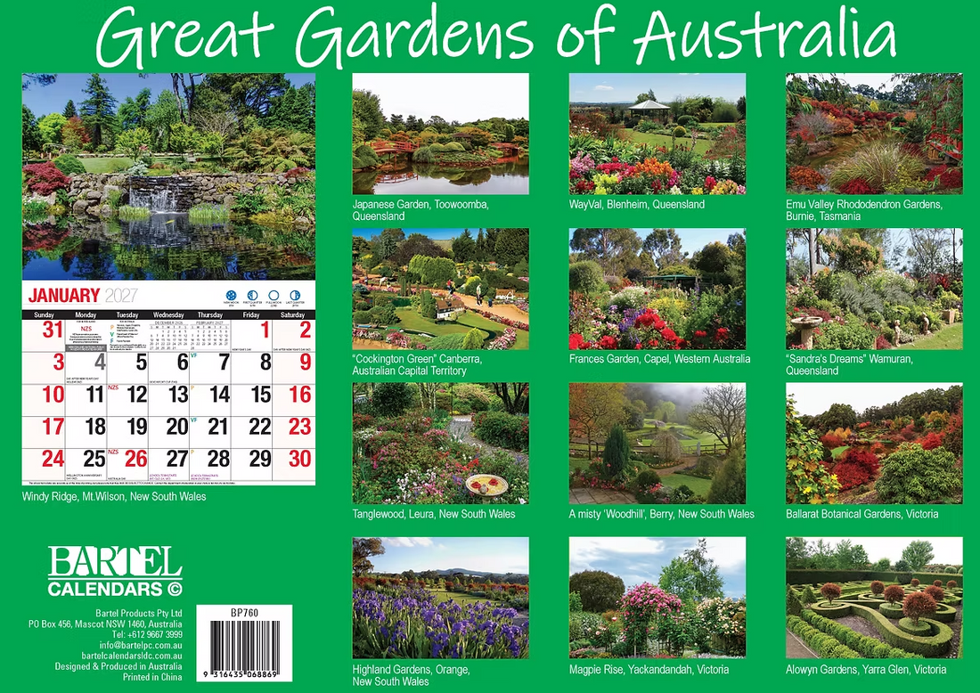 Calendar 2027 Big Print Great Gardens of Australia