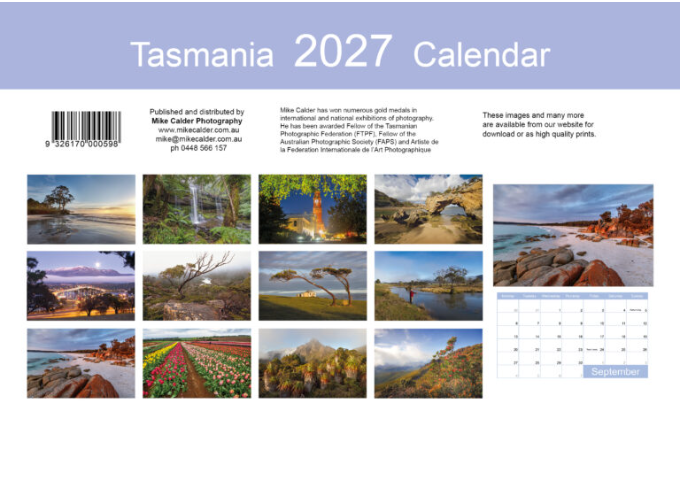 TASMANIA 2027 CALENDAR SMALL