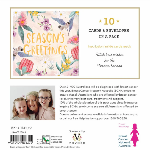 Breast Cancer Networl Australia-Christmas Card Wallet-Festive Flora