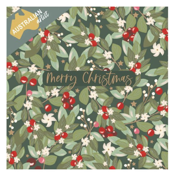 Breast Cancer Network australia-Christmas Card Wallet-Leaves &amp; Berries 