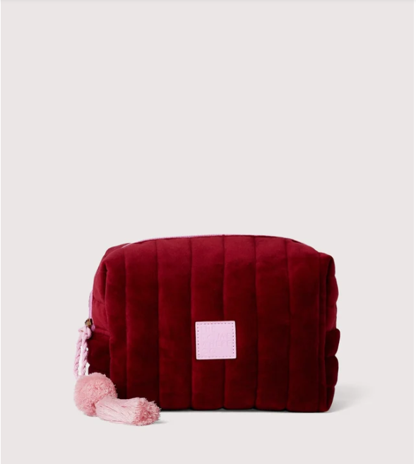 The Somewhere Co. Burgundy Velvet Cosmetic Case