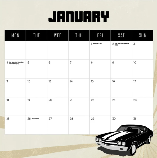 AUSTRALIAN MUSCLE CAR CALENDAR: 2027